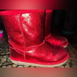 Kids Sparkly Metallic Leather Uggs